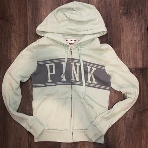 Mint Green PINK Zip Up Sweatshirt